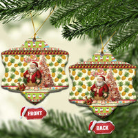 Hawaiian Santa Aloha Pineapple Christmas Ceramic Ornament Mele Kalikimaka LT15 Snow Flake Cream - Polynesian Pride