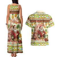 Hawaiian Santa Aloha Pineapple Christmas Couples Matching Tank Maxi Dress and Hawaiian Shirt Mele Kalikimaka - Polynesian Pride
