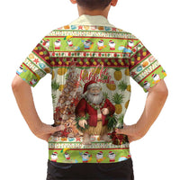 Hawaiian Santa Aloha Pineapple Christmas Family Matching Off The Shoulder Long Sleeve Dress and Hawaiian Shirt Mele Kalikimaka LT15 - Polynesian Pride