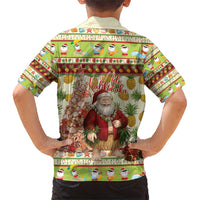 Hawaiian Santa Aloha Pineapple Christmas Family Matching Short Sleeve Bodycon Dress and Hawaiian Shirt Mele Kalikimaka LT15 - Polynesian Pride