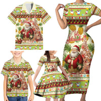 Hawaiian Santa Aloha Pineapple Christmas Family Matching Short Sleeve Bodycon Dress and Hawaiian Shirt Mele Kalikimaka LT15 - Polynesian Pride