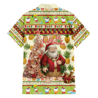 Hawaiian Santa Aloha Pineapple Christmas Family Matching Short Sleeve Bodycon Dress and Hawaiian Shirt Mele Kalikimaka LT15 - Polynesian Pride