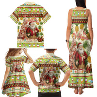 Hawaiian Santa Aloha Pineapple Christmas Family Matching Tank Maxi Dress and Hawaiian Shirt Mele Kalikimaka - Polynesian Pride