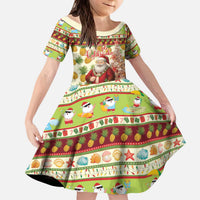 Hawaiian Santa Aloha Pineapple Christmas Kid Short Sleeve Dress Mele Kalikimaka LT15 KID Cream - Polynesian Pride