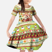 Hawaiian Santa Aloha Pineapple Christmas Kid Short Sleeve Dress Mele Kalikimaka - Polynesian Pride