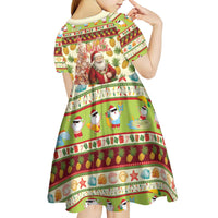 Hawaiian Santa Aloha Pineapple Christmas Kid Short Sleeve Dress Mele Kalikimaka - Polynesian Pride