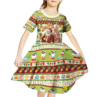Hawaiian Santa Aloha Pineapple Christmas Kid Short Sleeve Dress Mele Kalikimaka LT15 - Polynesian Pride