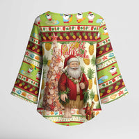 Hawaiian Santa Aloha Pineapple Christmas Kimono Sleeve Blouse Mele Kalikimaka - Polynesian Pride