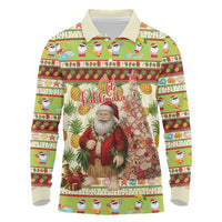 Hawaiian Santa Aloha Pineapple Christmas Long Sleeve Polo Shirt Mele Kalikimaka - Polynesian Pride
