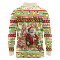 Hawaiian Santa Aloha Pineapple Christmas Long Sleeve Polo Shirt Mele Kalikimaka - Polynesian Pride