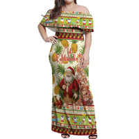 Hawaiian Santa Aloha Pineapple Christmas Off Shoulder Maxi Dress Mele Kalikimaka - Polynesian Pride
