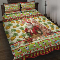 Hawaiian Santa Aloha Pineapple Christmas Quilt Bed Set Mele Kalikimaka - Polynesian Pride