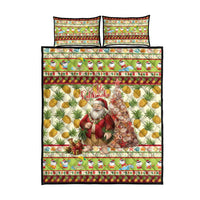 Hawaiian Santa Aloha Pineapple Christmas Quilt Bed Set Mele Kalikimaka - Polynesian Pride