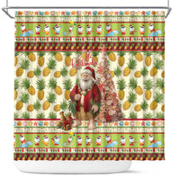 Hawaiian Santa Aloha Pineapple Christmas Shower Curtain Mele Kalikimaka - Polynesian Pride