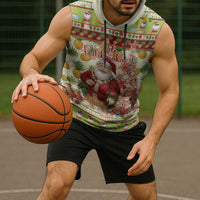 Hawaiian Santa Aloha Pineapple Christmas Sleeveless Hoodie Mele Kalikimaka - Polynesian Pride