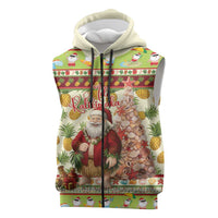 Hawaiian Santa Aloha Pineapple Christmas Sleeveless Zip Hoodie Mele Kalikimaka - Polynesian Pride