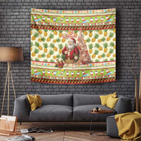 Hawaiian Santa Aloha Pineapple Christmas Tapestry Mele Kalikimaka - Polynesian Pride