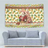 Hawaiian Santa Aloha Pineapple Christmas Tapestry Mele Kalikimaka - Polynesian Pride