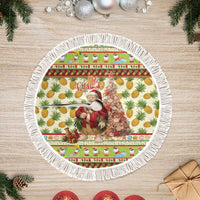 Hawaiian Santa Aloha Pineapple Christmas Tree Skirt Mele Kalikimaka - Polynesian Pride