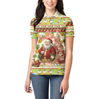 Hawaiian Santa Aloha Pineapple Christmas Women Polo Shirt Mele Kalikimaka LT15 - Polynesian Pride