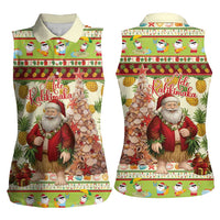Hawaiian Santa Aloha Pineapple Christmas Women Sleeveless Polo Shirt Mele Kalikimaka - Polynesian Pride
