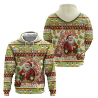 Hawaiian Santa Aloha Pineapple Christmas Zip Hoodie Mele Kalikimaka - Polynesian Pride