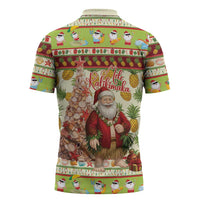 Hawaiian Santa Aloha Pineapple Christmas Zipper Polo Shirt Mele Kalikimaka LT15 - Polynesian Pride