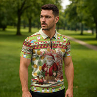 Hawaiian Santa Aloha Pineapple Christmas Zipper Polo Shirt Mele Kalikimaka LT15 - Polynesian Pride