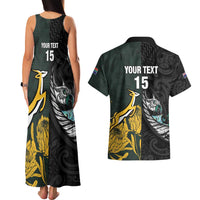 New Zealand and South Africa Rugby Custom Couples Matching Tank Maxi Dress and Hawaiian Shirt Silver Fern With Springboks