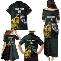 New Zealand and South Africa Rugby Custom Family Matching Puletasi and Hawaiian Shirt Silver Fern With Springboks LT15 - Polynesian Pride