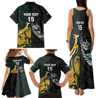 New Zealand and South Africa Rugby Custom Family Matching Tank Maxi Dress and Hawaiian Shirt Silver Fern With Springboks LT15 - Polynesian Pride