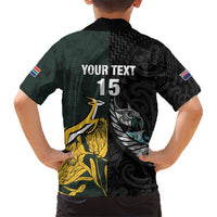 New Zealand and South Africa Rugby Custom Kid Hawaiian Shirt Silver Fern With Springboks LT15 - Polynesian Pride