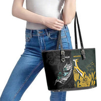 New Zealand and South Africa Rugby Leather Tote Bag Silver Fern With Springboks LT15 - Polynesian Pride