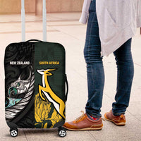 New Zealand and South Africa Rugby Luggage Cover Silver Fern With Springboks LT15 Black - Polynesian Pride