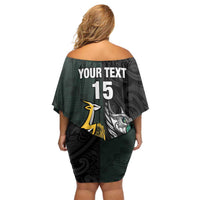 New Zealand and South Africa Rugby Custom Off Shoulder Short Dress Silver Fern With Springboks
