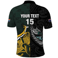 New Zealand and South Africa Rugby Custom Polo Shirt Silver Fern With Springboks