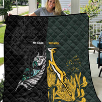 New Zealand and South Africa Rugby Quilt Silver Fern With Springboks LT15 Black - Polynesian Pride