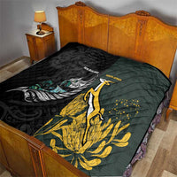 New Zealand and South Africa Rugby Quilt Silver Fern With Springboks LT15 - Polynesian Pride