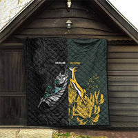 New Zealand and South Africa Rugby Quilt Silver Fern With Springboks LT15 - Polynesian Pride