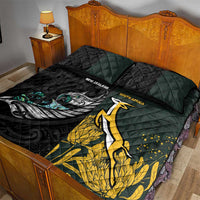 New Zealand and South Africa Rugby Quilt Bed Set Silver Fern With Springboks