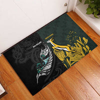 New Zealand and South Africa Rugby Rubber Doormat Silver Fern With Springboks LT15 - Polynesian Pride