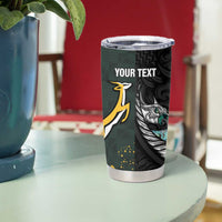 New Zealand and South Africa Rugby Custom Tumbler Cup Silver Fern With Springboks LT15 - Polynesian Pride