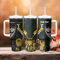 New Zealand and South Africa Rugby Custom Tumbler With Handle Silver Fern With Springboks LT15 - Polynesian Pride