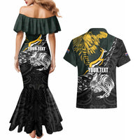 New Zealand and South Africa Rugby Personalised Couples Matching Mermaid Dress and Hawaiian Shirt Maori Kiwi With Springboks LT15 - Polynesian Pride