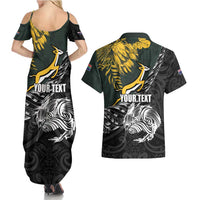 New Zealand and South Africa Rugby Personalised Couples Matching Summer Maxi Dress and Hawaiian Shirt Maori Kiwi With Springboks LT15 - Polynesian Pride