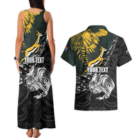 New Zealand and South Africa Rugby Personalised Couples Matching Tank Maxi Dress and Hawaiian Shirt Maori Kiwi With Springboks LT15 - Polynesian Pride