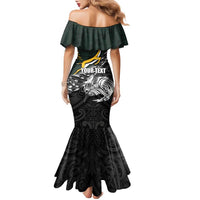 New Zealand and South Africa Rugby Personalised Family Matching Mermaid Dress and Hawaiian Shirt Maori Kiwi With Springboks LT15 - Polynesian Pride