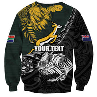 New Zealand and South Africa Rugby Personalised Sweatshirt Maori Kiwi With Springboks LT15 - Polynesian Pride