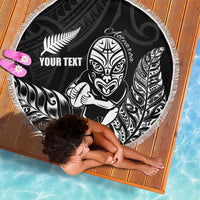 New Zealand Silver Fern Rugby Custom Beach Blanket Maori Tiki Black Version