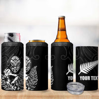New Zealand Silver Fern Rugby Custom 4 in 1 Can Cooler Tumbler Maori Tiki Black Version LT15 - Polynesian Pride